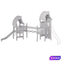 Kompan. Two Tower with Wobble Bridge 3D Model Vray, Corona