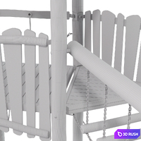 Kompan. Two Tower with Wobble Bridge 3D Model Vray, Corona