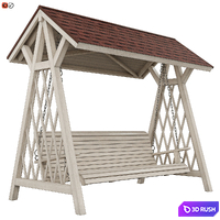 Garden swing made of wood 3D Model Vray, Corona