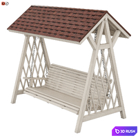 Garden swing made of wood 3D Model Vray, Corona