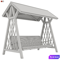 Garden swing made of wood 3D Model Vray, Corona