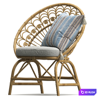 Rattan Vintage Armchair Peacock 3D Model Vray