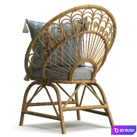 Rattan Vintage Armchair Peacock 3D Model Vray