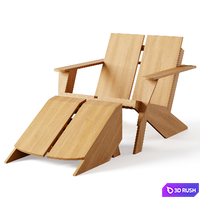 Paso Teak Outdoor Adirondack Chair with Ottoman 3D Model Vray, Corona