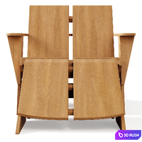 Paso Teak Outdoor Adirondack Chair with Ottoman 3D Model Vray, Corona