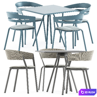 Zebra Square table and Ria Dining armchair by Fast 3D Model Vray, Corona
