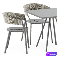 Zebra Square table and Ria Dining armchair by Fast 3D Model Vray, Corona