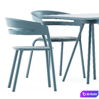 Zebra Square table and Ria Dining armchair by Fast 3D Model Vray, Corona