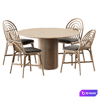 Table Palais royal By asplund and Chair Rotin by Guillaume Delvigne 3D Model Corona