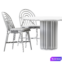 Table Palais royal By asplund and Chair Rotin by Guillaume Delvigne 3D Model Corona