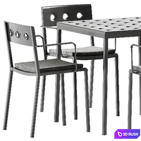 Balcony Unpolished Dining Armchair and Table by Hay 3D Model Corona