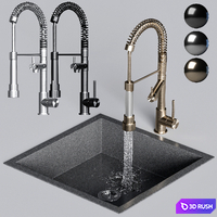 Omoikiri Bosen sink (with faucet and water) 3D Model Vray, Corona