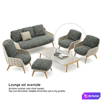Outdoor Garden Woven Lounge Armchair Belt Cord 3D Model Vray, Corona