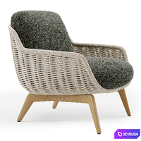 Outdoor Garden Woven Lounge Armchair Belt Cord 3D Model Vray, Corona