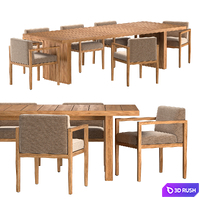 SANTOS TEAK DINING GROUP 3D Model Vray, Corona