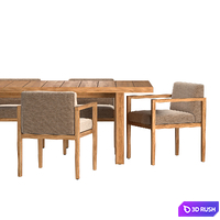 SANTOS TEAK DINING GROUP 3D Model Vray, Corona