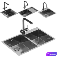 Kitchen sink set 3D Model Vray, Corona
