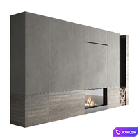 Decorative wall with fireplace set 62 3D Model Vray, Corona
