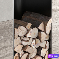 Decorative wall with fireplace set 62 3D Model Vray, Corona