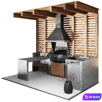 BBQ area 3D Model Vray, Corona