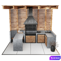 BBQ area 3D Model Vray, Corona