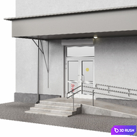 Entrance group to a commercial premises with a ramp 3D Model Corona