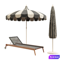 Garden umbrella and sunbed 3D Model Corona