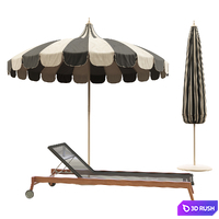 Garden umbrella and sunbed 3D Model Corona