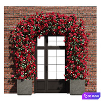 Facade flower arrangement of roses and poinsettias 3D Model Corona