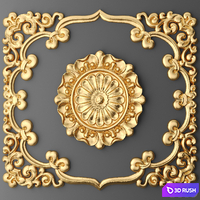 Stucco molding, Rosette, luxury, gold decor, carving, molding, stucco, ceiling, classical 3D Model Vray