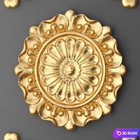 Stucco molding, Rosette, luxury, gold decor, carving, molding, stucco, ceiling, classical 3D Model Vray