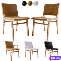 Flat and Sling Leather Dining Chairs 3D Model Vray