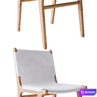 Flat and Sling Leather Dining Chairs 3D Model Vray