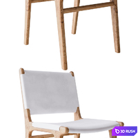 Flat and Sling Leather Dining Chairs 3D Model Vray