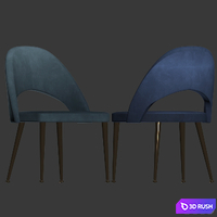 Gloria Modern Blue &amp; Antique Brass Dining Chair (Set of 2) 3D Model Vray, Corona