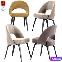 Saarinen Executive Side Chair with Wood Legs 2 3D Model Vray, Corona