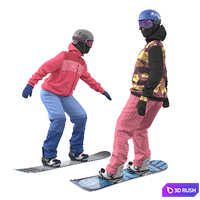 Snowboarding Girl 3D Model Vray, Corona