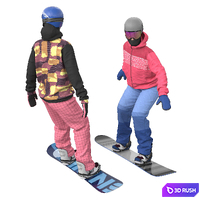 Snowboarding Girl 3D Model Vray, Corona