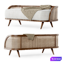 Garden ottoman LV / Wooden rattan bench 3D Model Corona