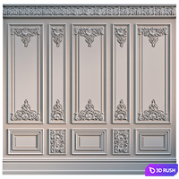 Wall with plaster decor 005 3D Model Vray, Corona