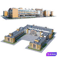 School building 2 3D Model Vray, Corona