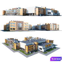 School building 2 3D Model Vray, Corona