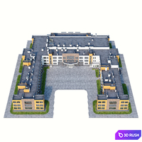 School building 2 3D Model Vray, Corona