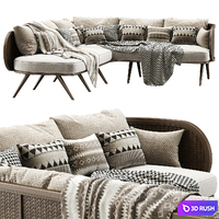 Victoria wooden rattan corner sofa VA30 / Rattan corner sofa 3D Model Corona
