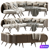 Victoria wooden rattan corner sofa VA30 / Rattan corner sofa 3D Model Corona
