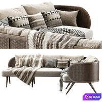 Victoria wooden rattan corner sofa VA30 / Rattan corner sofa 3D Model Corona