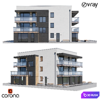 Modern house 3D Model Vray, Corona