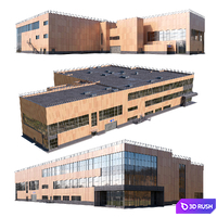 Shopping center with parking 3D Model Vray, Corona