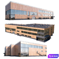Shopping center with parking 3D Model Vray, Corona