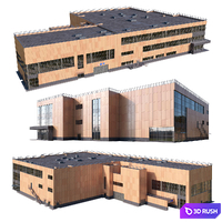 Shopping center with parking 3D Model Vray, Corona
